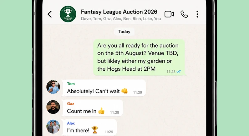 Mates organising the auction in the group chat